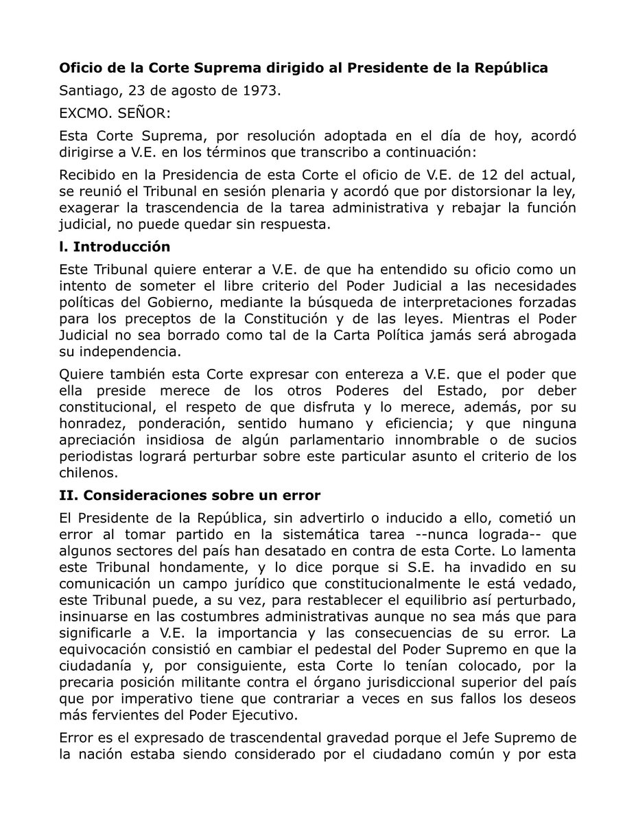 MaxLobosCL's tweet photo. 🎙 ESTA NOCHE 9 PM. El 23 de agosto de 1973 el Poder Judicial también declaró inconstitucional e ilegal al gobierno de Salvador Allende, sumándose al Poder Legislativo. ¡Máxima difusión para seguir dando la batalla contra la izquierda revolucionaria!
LINK: https://t.co/MGCnyTGMPh https://t.co/RmBC5y5Ril