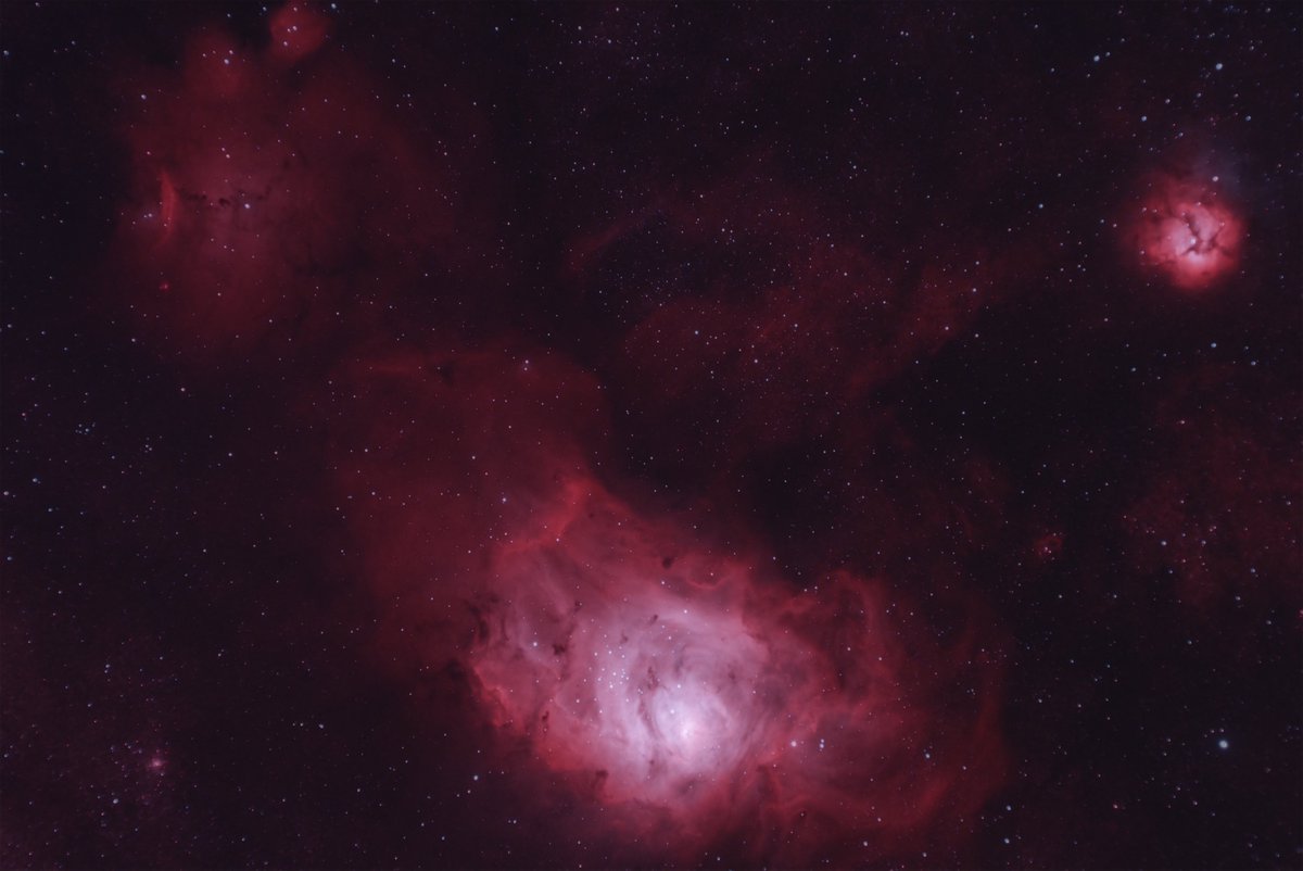 Sirge19's tweet image. Lagoon, Trifid, Chinese Dragon #Astrophotography #astronomy #Astrobackyard #AskarV