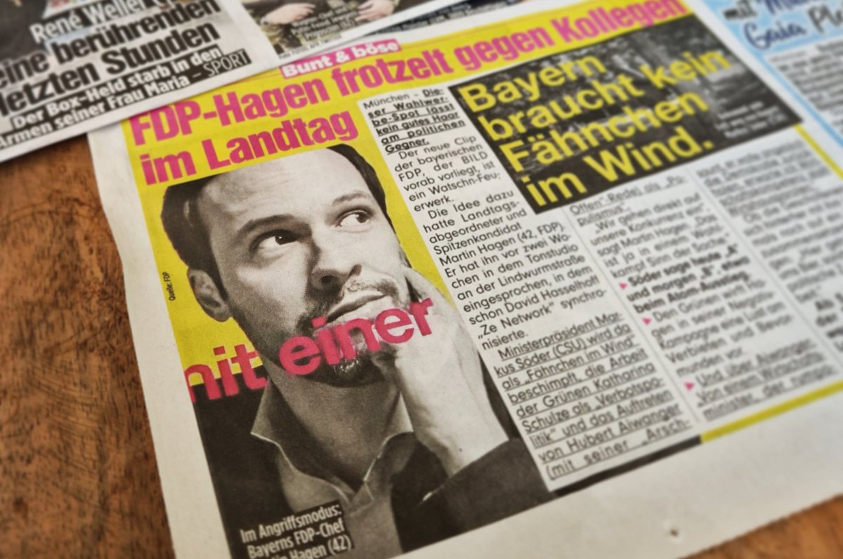 Heute stellen wir unseren TV-Spot zur Landtagswahl vor. Die <a href="/BILD/">BILD</a> hat ihn schon gesehen. Ihr Urteil: "Bunt und böse". Seid gespannt! 😉 #ServusZukunft #FDP
