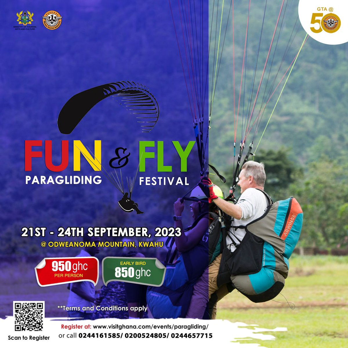 ghanatourismGTA's tweet photo. Feel the wind beneath your wings at the Paragliding Festival in Ghana. An epic adventure is just around the corner! π¬οΈπͺ
Itβs time to #FunNFly because #You2CanFly.
#experienceghana #shareghana #paragliding #fun&fly
Register now....
https://t.co/tG0B6Jnj5T https://t.co/O0QeWXQ4M8
