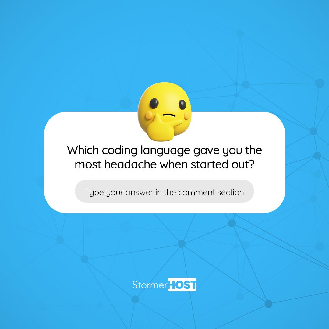 stormerhost's tweet photo. Hello Coders! We're intrigued to know: which programming language posed the greatest challenge for you?
One of our colleagues here still finds it hard to forgive JavaScript.
#stormerhost #code #coding #explore #coder #learning #php #python #website #webhosting #domain #cloud https://t.co/oRPGW8v2zo