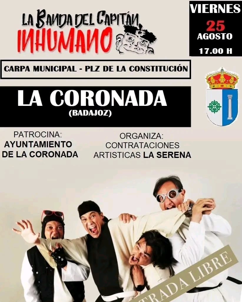 SantiInhumano's tweet photo. Se acerca el finde. 
#Viernes volvemos a #Extremadura en este caso a @Badajoz 
@ayto_lacoronada para ser exacto. 
@EPExtremadura @cope_badajoz @RTVE_Ext @Extremadura7D 
#labandadelcapitaninhumano #gira #35aniversario #santisanchez #NonStopHits 
@MiPlanHoy https://t.co/vPn1TlYiLb