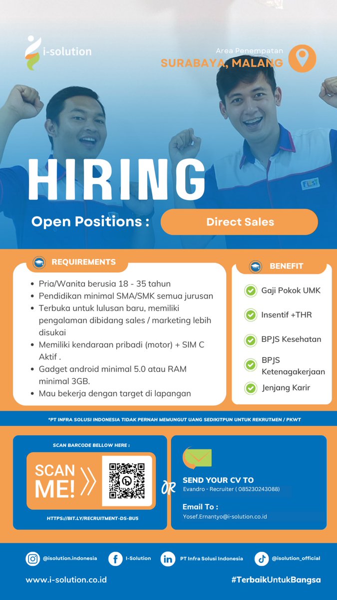 Evandro_41's tweet photo. Yok temen2 malang dan surabaya , yang ingin cari kerja bayaran gaji umr dan masih plus insentif dan thr https://t.co/gkUoWj7PoF