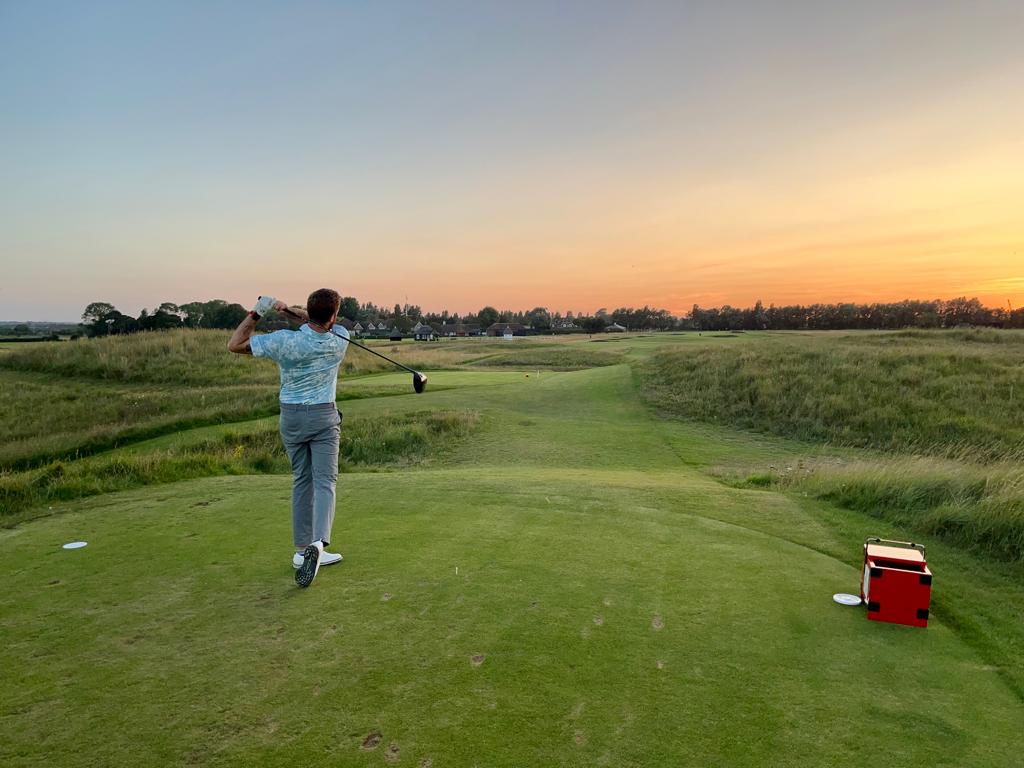 Royal St George's 18th hole during sunset. 👌