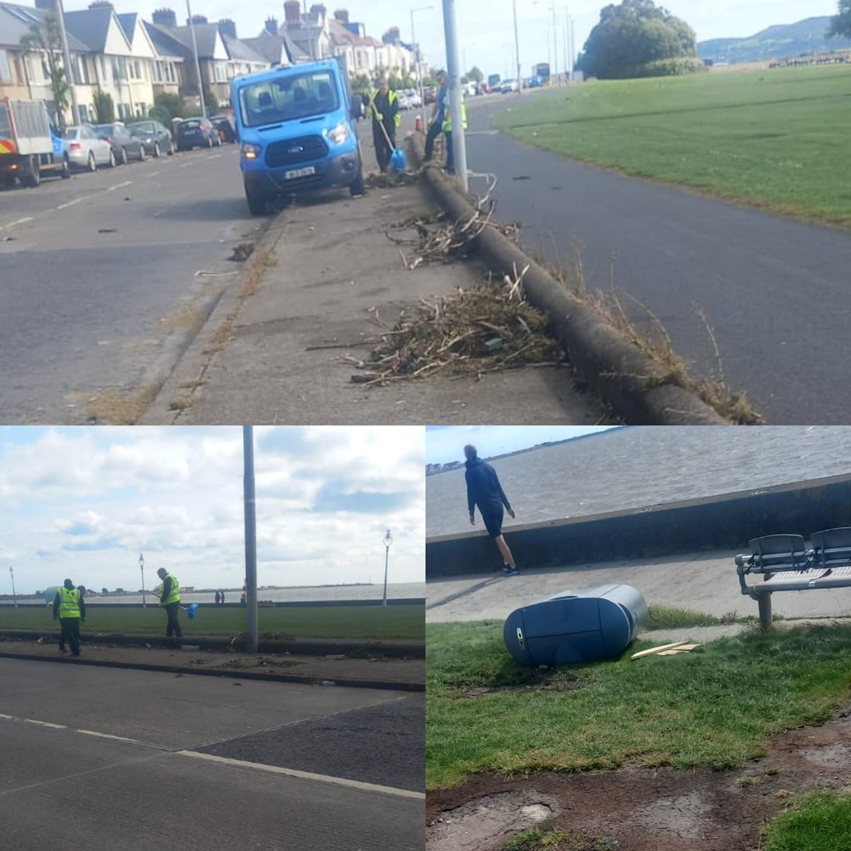 After the storm. Our #TidyTowns volunteers helped with the post #StormBetty cleanup on #Clontarf Prom on Saturday. Thanks to @DubCityEnviro @DCCclontarf who were out helping #KeepClontarfTidy