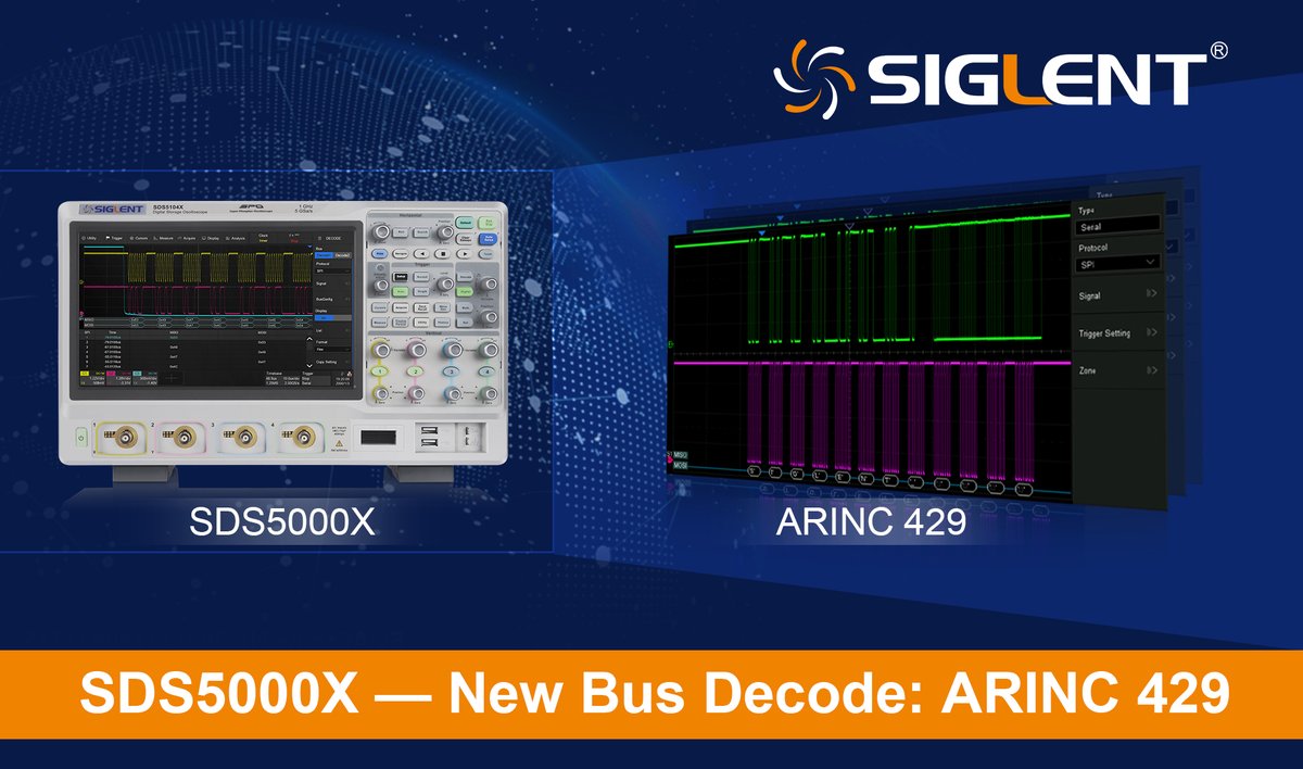 Siglent_Tech's tweet image. #SIGLENT SDS5000X adds #ARINC 429 serial bus #decoder, which can be used in a wide range of #avionics systems to improve data transfer rates and reliability.
Learn more about SDS5000X: int.siglent.com/u_file/documen…