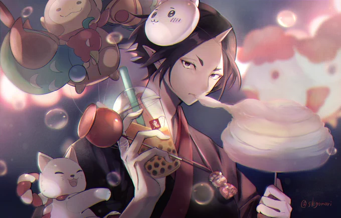 夏祭りを満喫する鬼灯様