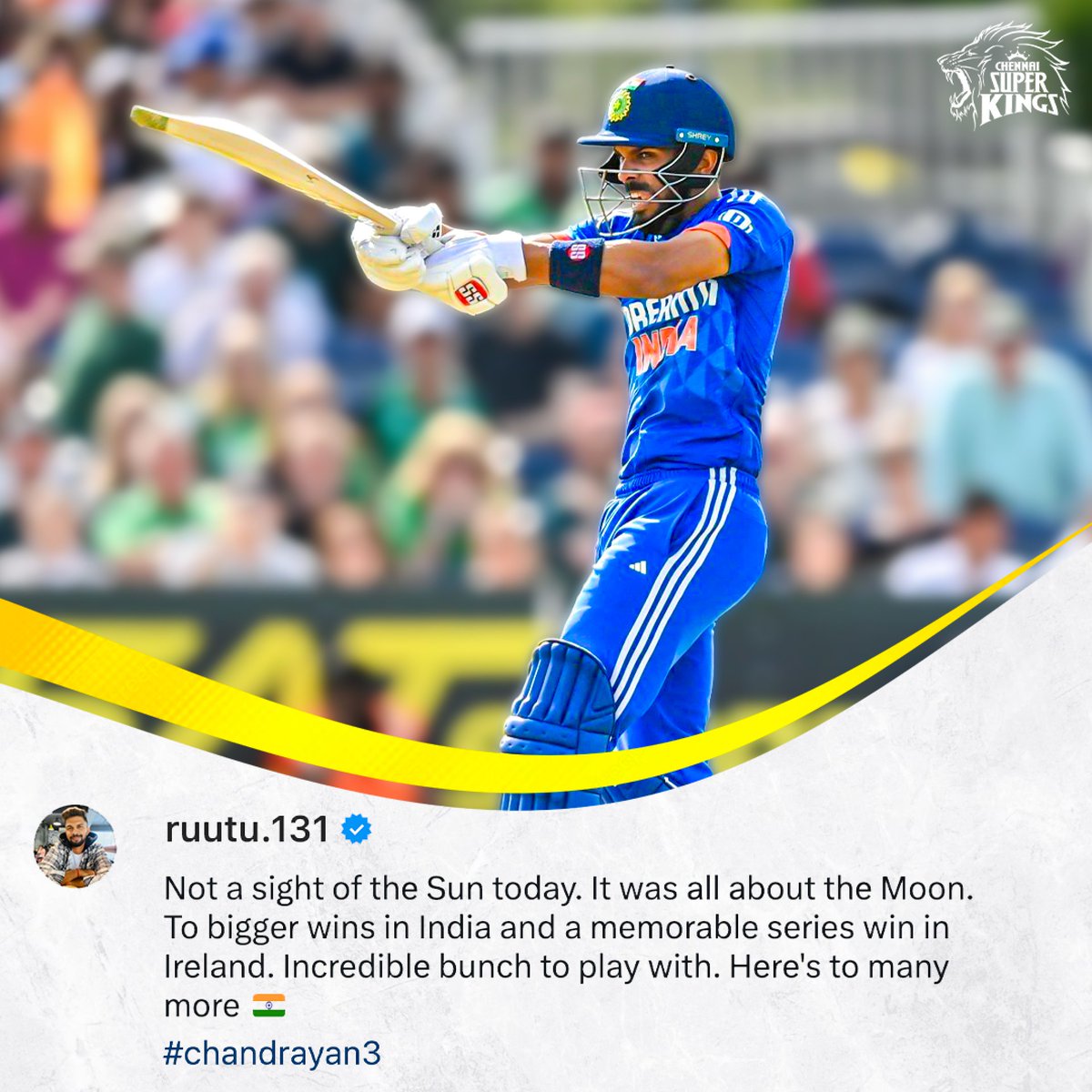 Rocket is Over the moon after winning the Ireland series 🚀😍🫶🏼

#IREvIND #WhistlePodu #Yellove🦁💛