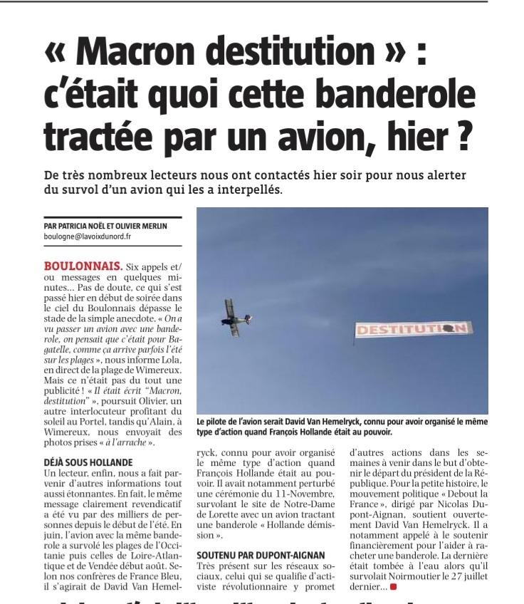 ErikLoridan's tweet photo. La VdN relaye le passage de @David_vanH sur la côte d'Opale , y compris le survol du Touquet-Paris Plage. #D #destitution https://t.co/dGfBBZNIIg
