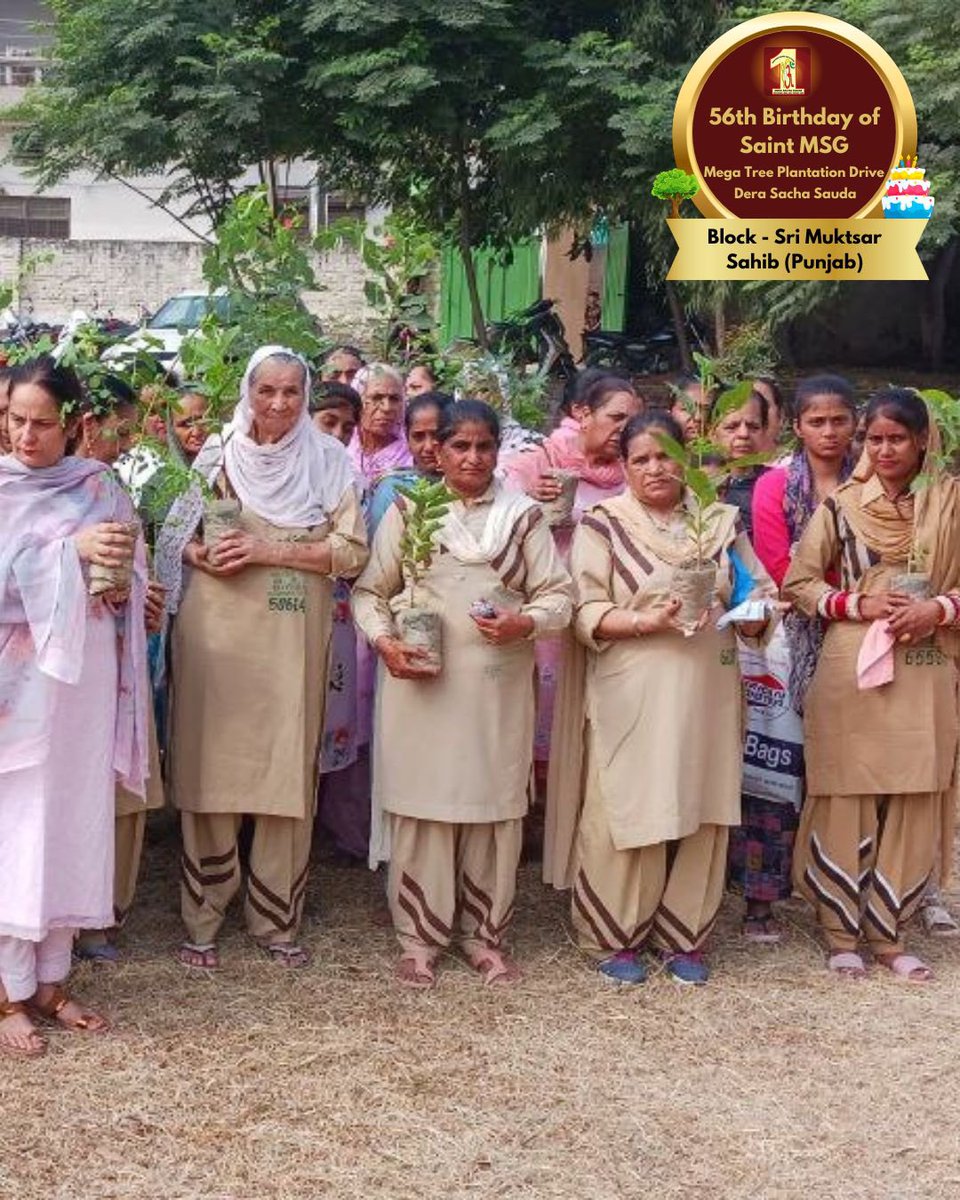 DSSNewsUpdates's tweet photo. Happy 56th Birthday!!
Tree Plantation by Dera Sacha Sauda volunteers from Sri Muktsar Sahib, Punjab on the occasion of Saint Dr. MSG's Birthday. #56thBirthday #SaintDrMSG #DeraSachaSauda #TreePlantation https://t.co/LPoiuYmxdm