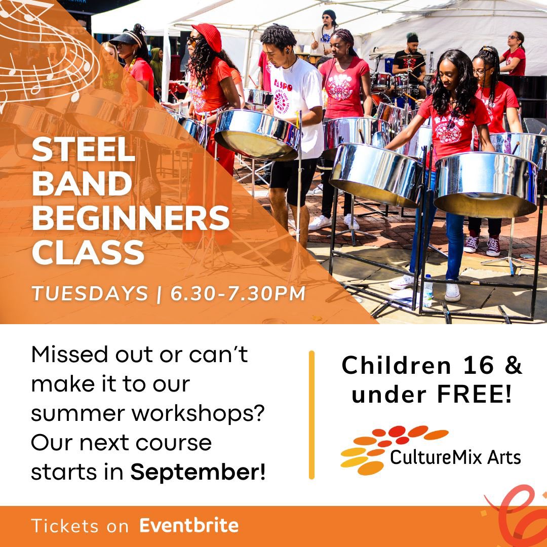 RASPOUK's tweet photo. The next steel band beginner course starts 12 September. Book now on Eventbrite! 🎶

https://t.co/pTianO0M6j https://t.co/yK7XnPhTzO