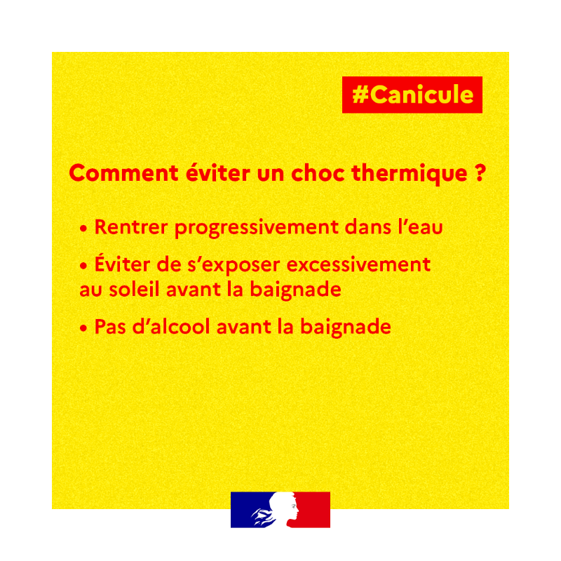Sante_Gouv's tweet photo. #Canicule | Avec les très fortes chaleurs, les risques de noyades par choc thermique (hydrocution) sont accrus. 

👉 Petits et grands, soyez vigilant lorsque la différence de température entre l'eau et l'air est importante.