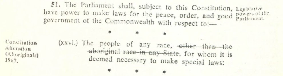 SydPedestrian's tweet photo. @ImSooooOverIt @BradClark666 @AntonyGreenElec That’s clearly false. 

The Referendum Booklet for the 1967 Referendums (linked below) made it explicitly clear (on pages 11 and 15) what change was proposed to s. 51(xxvi)

https://t.co/zWIPiutGGJ https://t.co/8cPbHupsZo