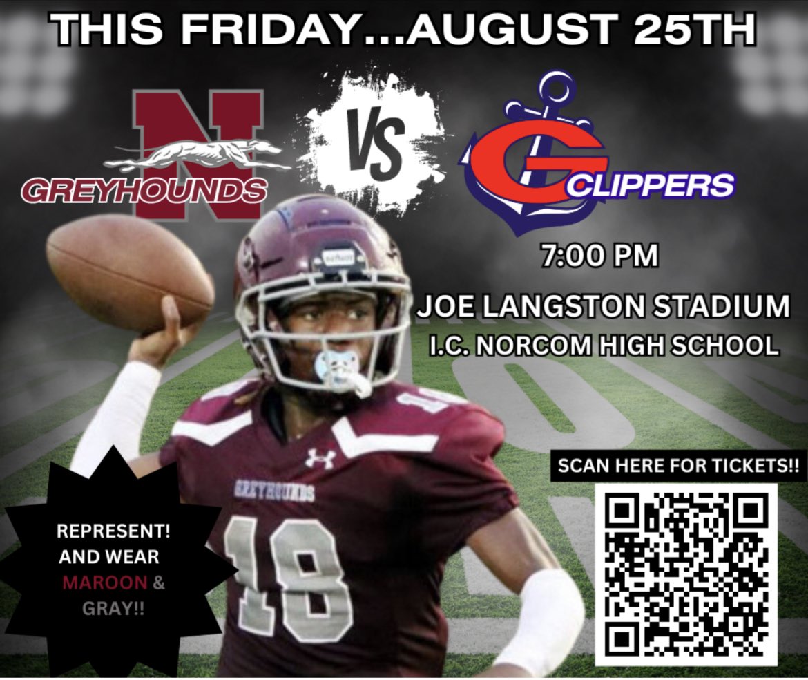 NorcomAd's tweet photo. Greyhounds let’s filled the stadium with Maroon and Gray to represent your school. https://t.co/htkOpcqg8Q