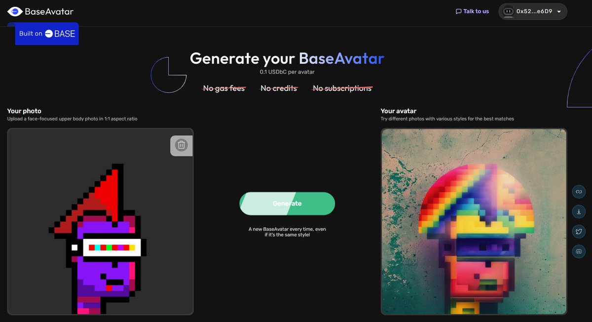 BaseAvatar - AI avatars on Base (@base_avatar) on Twitter photo We gave @Punkonbase a 🌈avatar
Created with <a href="/base_avatar/">BaseAvatar - AI avatars on Base</a> 🤝 Built on <a href="/BuildOnBase/">Build on Base</a>
#Basepunk #BuildOnBase #Based We gave @Punkonbase a 🌈avatar
Created with <a href="/base_avatar/">BaseAvatar - AI avatars on Base</a> 🤝 Built on <a href="/BuildOnBase/">Build on Base</a>
#Basepunk #BuildOnBase #Based