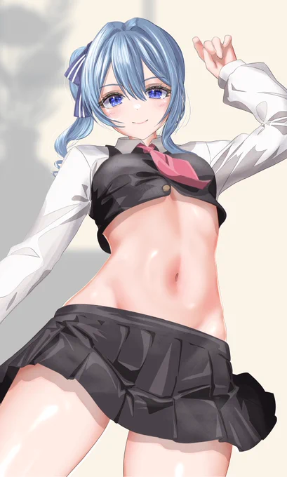 お腹が見える制服シリーズ4 #ほしまちぎゃらりー 