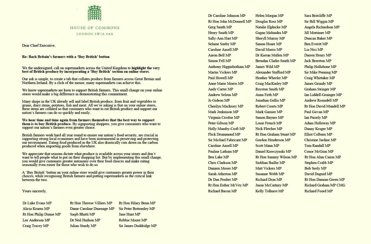 BUY BRITISH I with 100+ MPs was pleased to sign a letter to all supermarkets in regard to their online offering. We are simply asking all supermarkets to clearly state on their websites if a product is British.👇 facebook.com/10005788903663… #Doncasterisgreat #FarmingMatters
