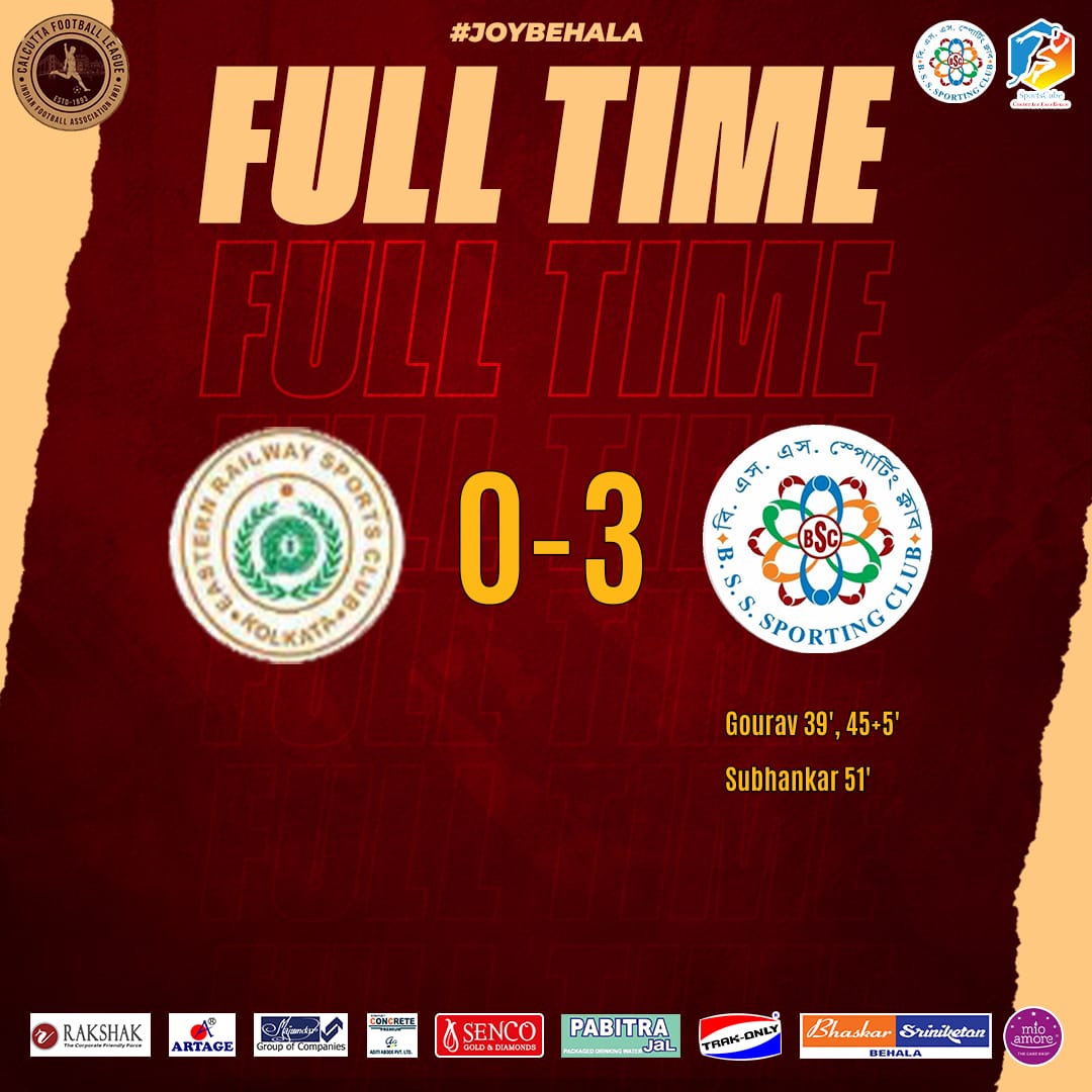 bsssporting's tweet photo. It's Full Time in Konnagar. ⏱️

We managed to win back to back games ❤💪. 

#BssSporting🦾 #IndianFootball ⚽ #BSSC ⭐ #JoyBehala https://t.co/L5wBUjvWSB