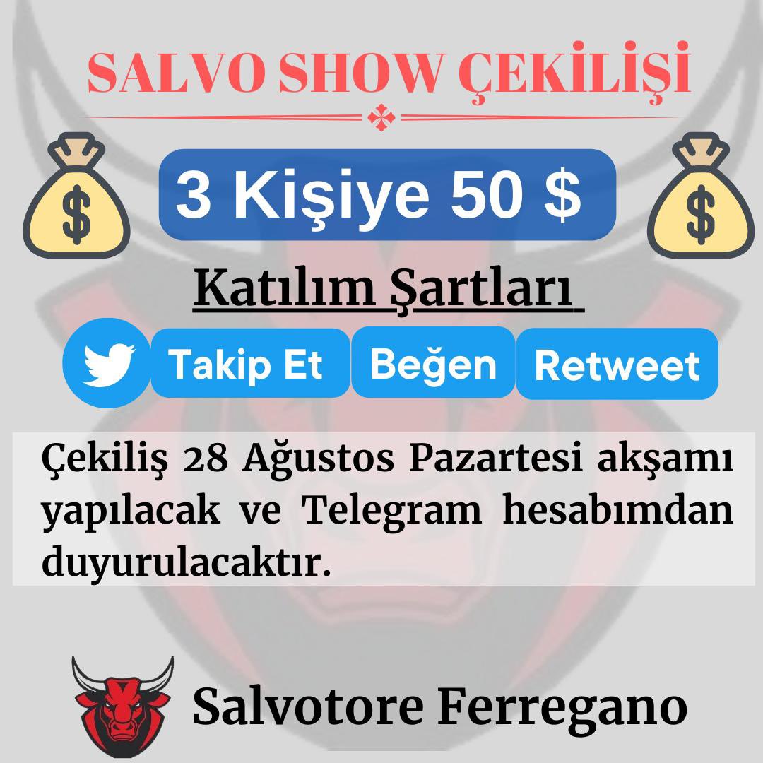 Her hafta yapiyoruz bundan sonra çekiliş rakamlar daha fazla olucak her hafta arttırıcağı.  … Patron çıldırdı biraz para dağıtalım 🔥🚀😎 ilk çekiliş 28 Ağustos Ptesi 21:30 bilgiler aşağıdaki twitte ⬇️