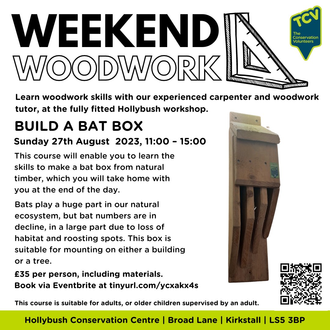 TCVhollybush's tweet image. Tickets available for our #batbox workshop this weekend. We won't be running it again for another year, so grab a place if you're interested in learning how to build a roost for this declining species. eventbrite.co.uk/e/weekend-wood… #woodwork #naturecraft #carpentry #wildlife #bats