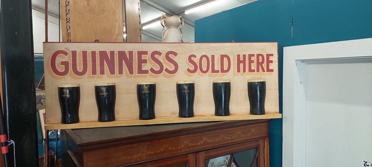 Vintage Guinness wooden Sign with 6 pints of Guinness in relief. Came from Norwich Airport Bar. 40 1/2 inches wide and 14 inches high. Heavy. Nice original sign. Message for detail and price. #Pub #memorabillia #Guinness #Vintage  <a href="/AntiqueRoadTrip/">Antiques Road Trip</a> <a href="/BBCBargainHunt/">Bargain Hunt</a> <a href="/SalvageHunters/">Salvage Hunters</a>