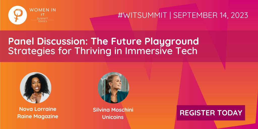 womeninitawards's tweet photo. We are looking forward to learning from these two amazing speakers at the #WITSummit on September 14 in New York! The panel session will explore immersive and future technologies, focusing on opportunities and challenges for women. Register today: https://t.co/fitupFbaVM https://t.co/rTTNpNKMnR