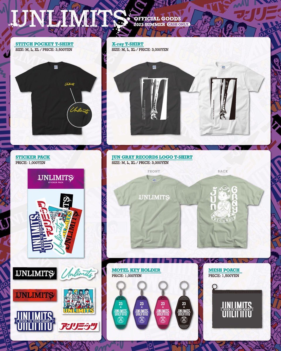 unlimits_jp's tweet image. 新作グッズ沢山作りました！

既存のグッズ(Tシャツ(サイズ欠けあり)、タオル、トートバッグ、CD)もあるだけ持っていきます！

八食は両日物販やります！

ライターは物販買ってくれたら欲しい人に一個あげます！(申告制)

すみません現金のみです！

宜しくお願いします！