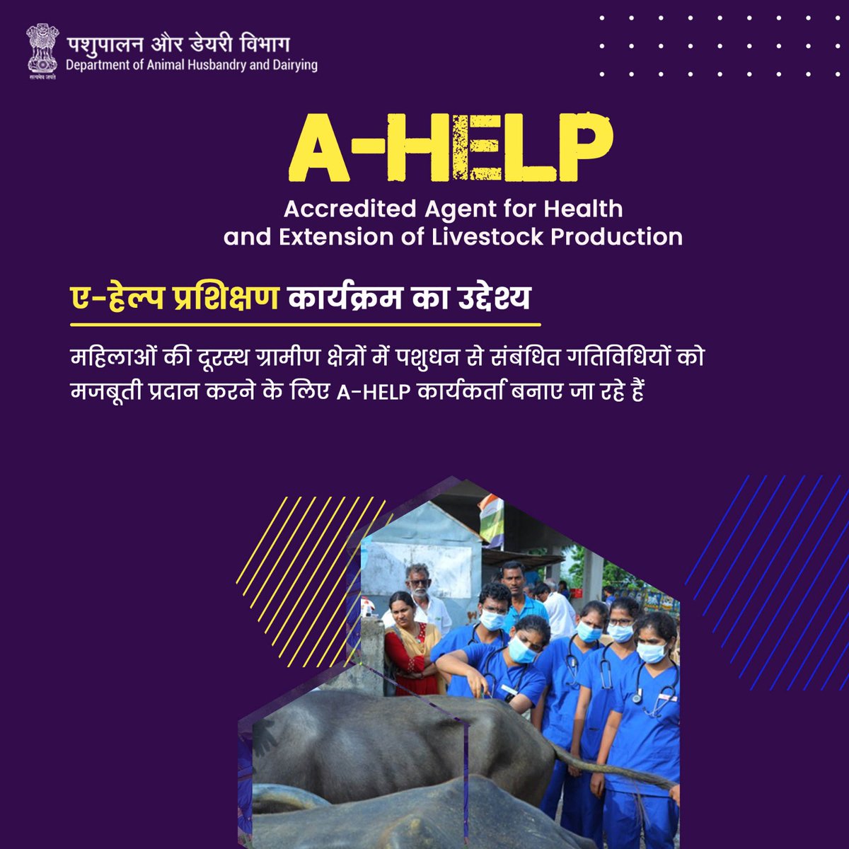 Dept_of_AHD's tweet photo. ए-हेल्प के द्वारा, स्थानीय पशुचिकित्सा केंद्रो और पशुपालकों के बीच के अंतर को कम करना तथा प्राथमिक सेवाएं प्रदान करना।
#AatmnirbharBharat #aatmnirbharahd #ahelp #animalhealth #livestock #animalhusbandry #Pashupalan #InclusiveDevelopment #AspirationalDistricts https://t.co/4V4IQtjjW6