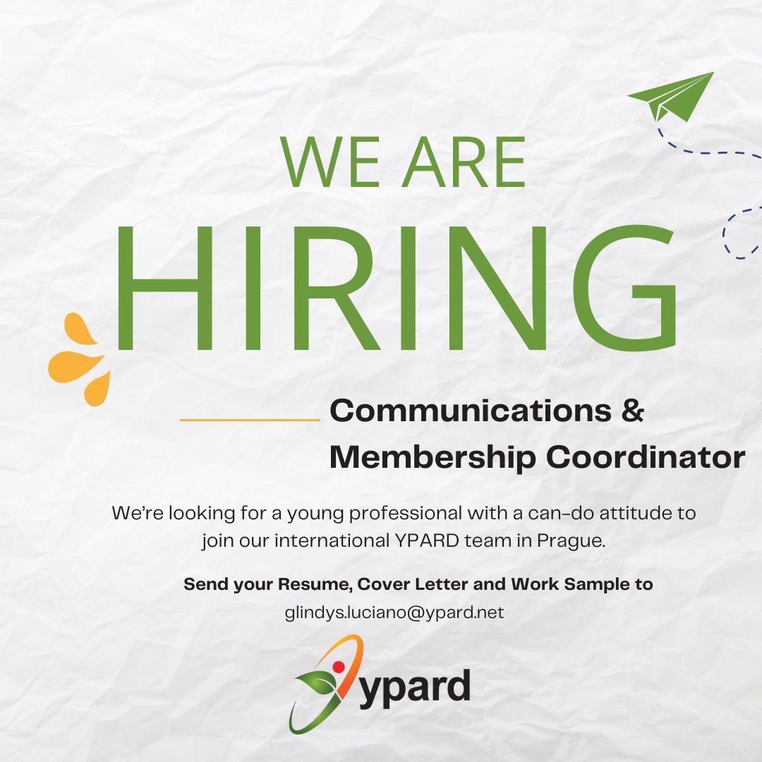 YPARD is hiring for our team in #Prague! If you're a vivid storyteller enthusiastic about showcasing young professionals at our best, our #Communications and Membership Coordinator position for you. Apply before 1 September. lnkd.in/e5VBU_Jy #jobs #jobsprague