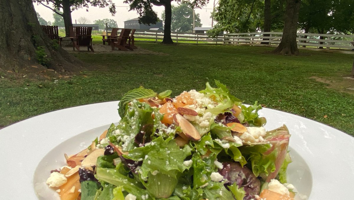 shakervillageky's tweet photo. It's hot! Cool down with our refreshing Cantaloupe Salad featuring baby greens, crumbled feta, cucumbers, fresh mint, toasted almonds and white balsamic vinaigrette. Check out the full menu and make a reservation: https://t.co/KIS1PSSwVQ
#ShakerVillageKY #TrusteesTable https://t.co/oUN6cTT90D