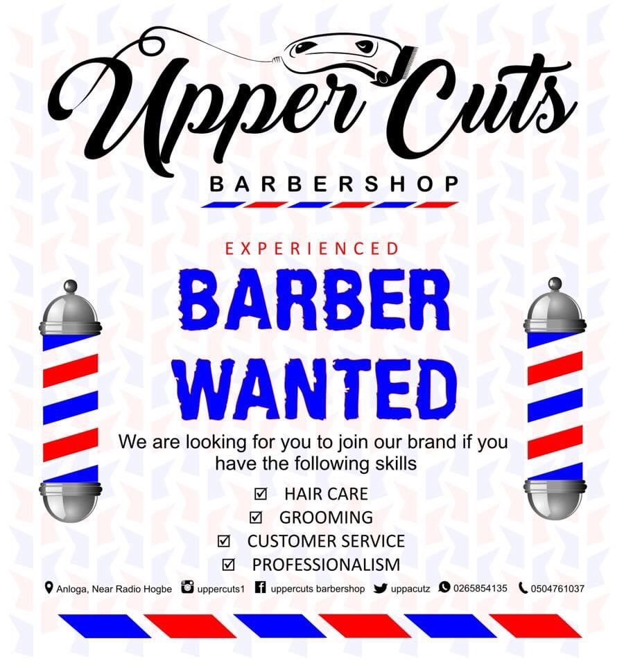 uppacutz's tweet photo. If you are a barber and resident in the Volta Region or willing to relocate. Please, call 0244912235 for immediate employment. Check out all our social media handles for more. Accommodation is assured.

Please, tell someone to tell someone. https://t.co/Aif4Pd50PS