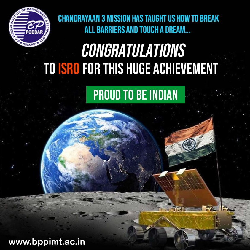 #chandrayaan3mission
#isrochandrayaan3mission
#Congratulations
#ISRO
#BreakTheBarriers
#proudmoment
#WeAreIndians
#merabharatmahan
#bppimt

We congratulate ISRO as Chandrayaan 3 reaches for the Moon's South Pole safely.

As Indians, its truly a proud moment for all of us.