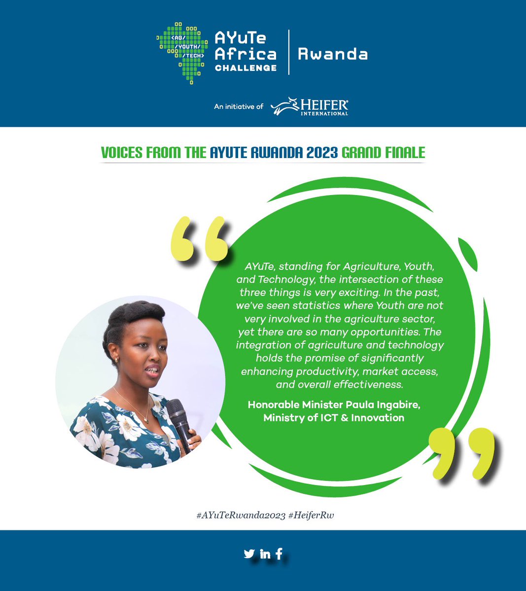 Voices from the #AYuTeRwanda2023 Grand Finale. Honorable Minister @MusoniPaula on the Exciting Potential of @AyuteAfrica - Agriculture, Youth, and Technology - in Rwanda's Agri-Tech Landscape. #RwandaInnovates #Rwanda