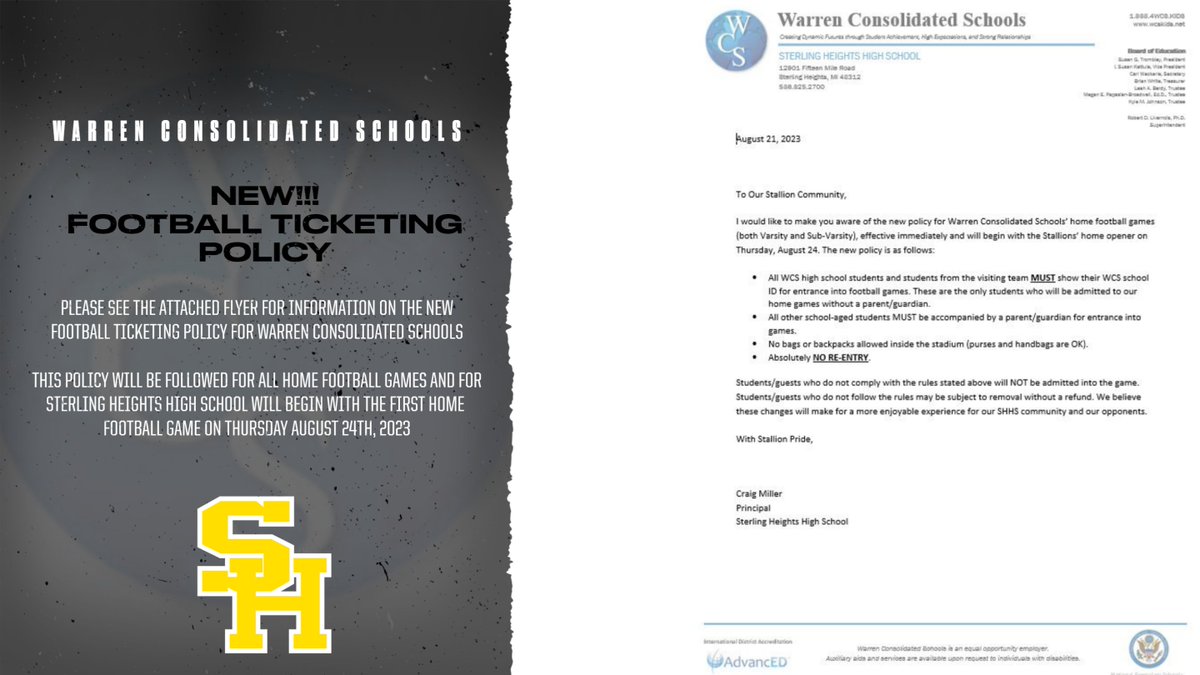 SHHS_BlacknGold's tweet photo. NEW TICKETING POLICY BEGINS TODAY!! https://t.co/czS5GThMJE