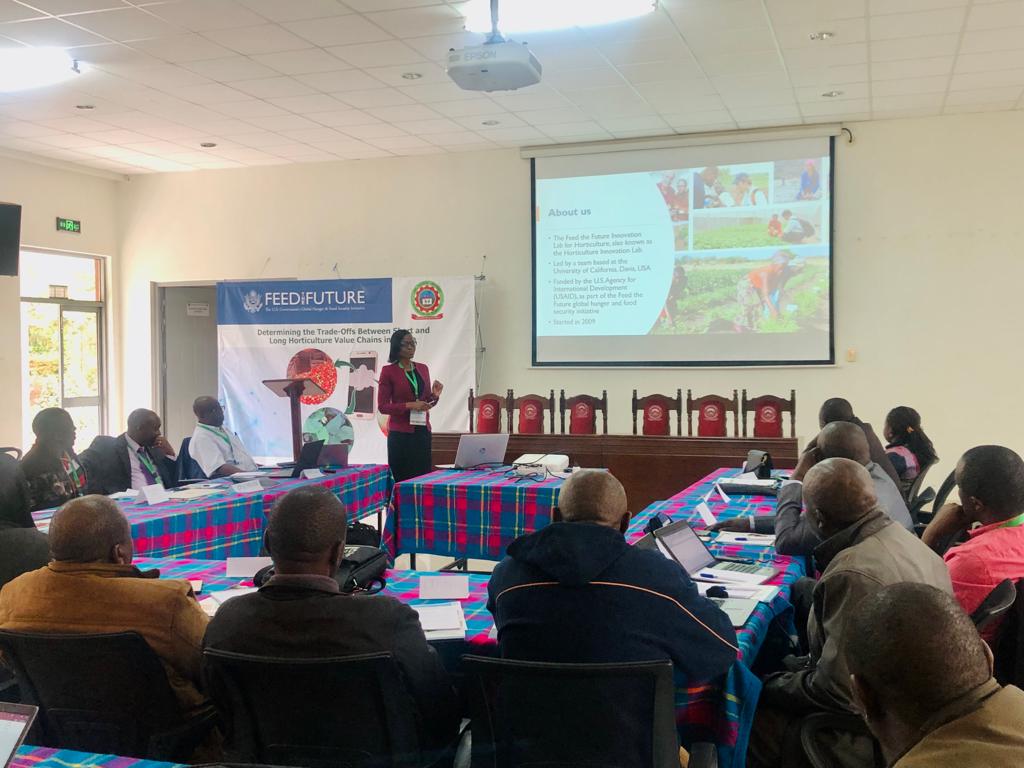 ONGOING: Presentation by Dr. Peninah  Yumbya, Manager-<a href="/FeedtheFuture/">Feed the Future</a>  East Africa Horticulture Innovation Lab at  ICED, on the role of the Lab in promoting horticultural research in the region.
#EndHunger 
  <a href="/HortInnovLab/">Feed the Future Innovation Lab for Horticulture</a> I <a href="/ameyawds/">David S. Ameyaw</a> I