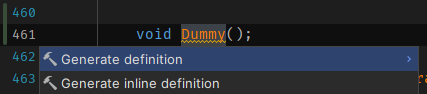 RyanJon2040's tweet photo. @ChrisZukoArt Found a solution. Close the cpp file, add a dummy function and select Generate definition. This fixes the issue for me. https://t.co/poippFYhL3