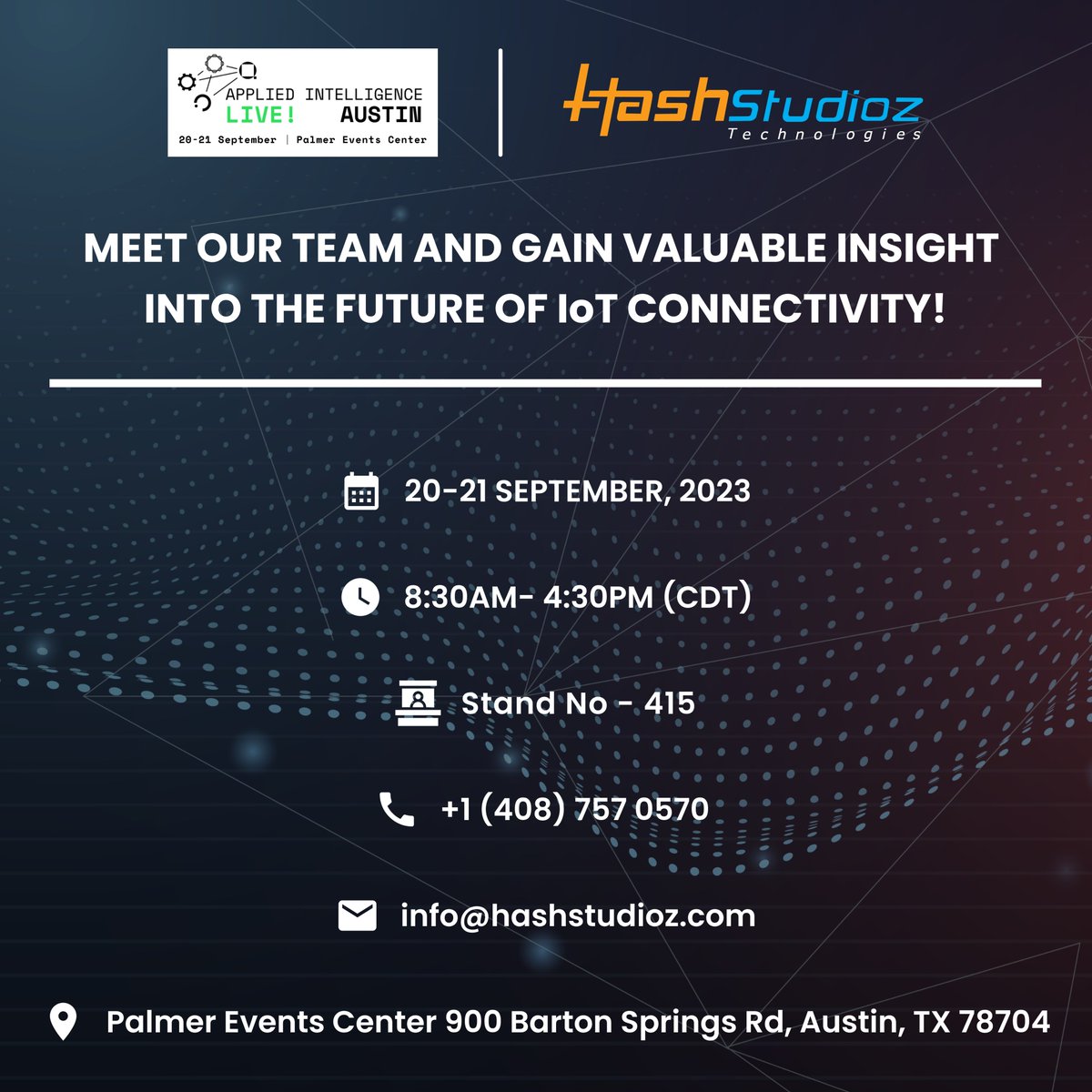 HashStudioz's tweet image. Get ready for an unforgettable experience!
Prepare to embark on an extraordinary journey with us at Applied Intelligence Events LIVE, where we&apos;re set to unveil the latest and most exciting innovations.
#AppliedLive #AustinTexas