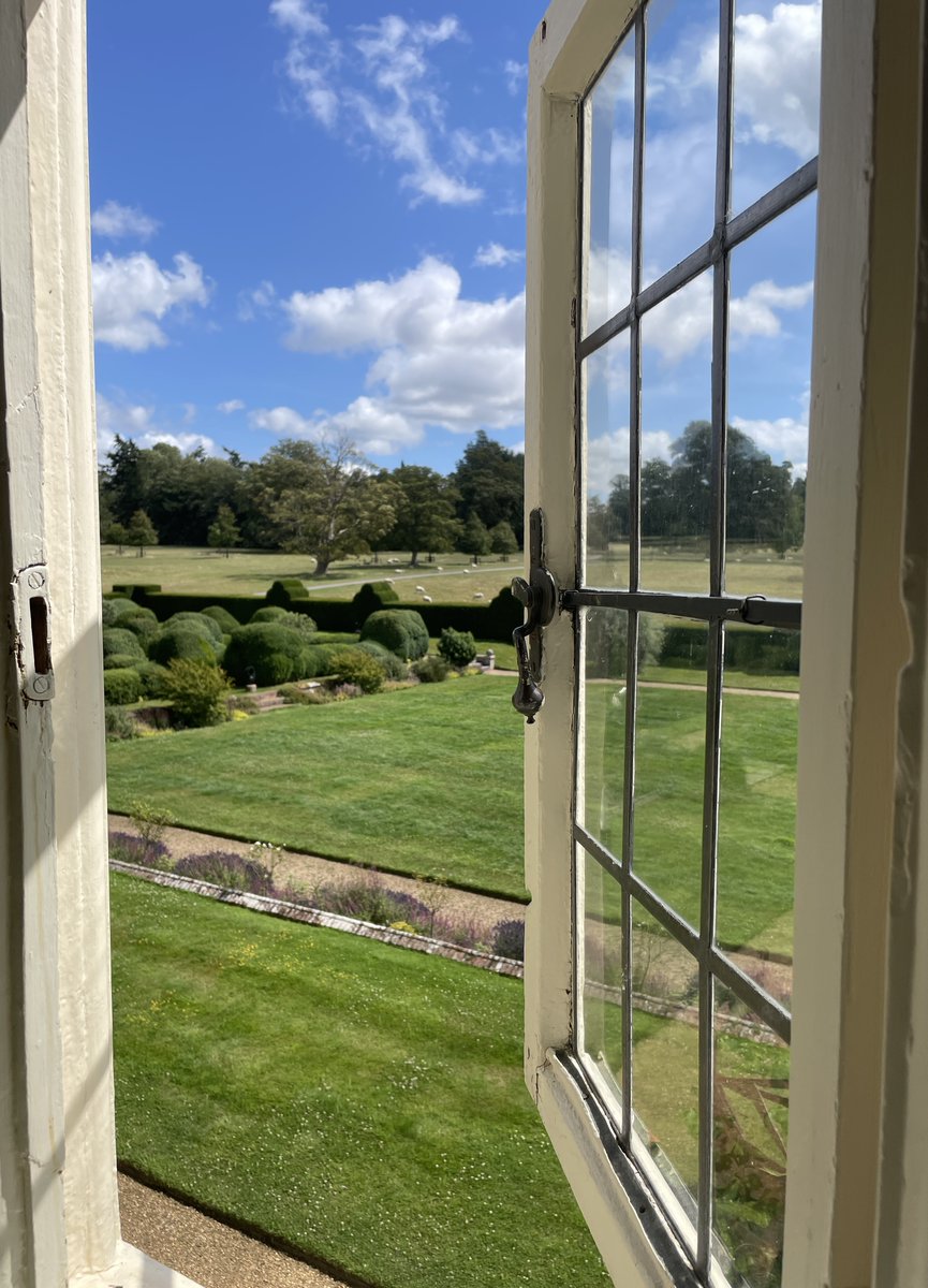 A room with a view. 🌳☀️ The view from Mr. Alan's bedroom is simply stunning. Overlooking rolling countryside, it offers a clear sight into Godinton's garden and, on a clear day, even extends to the neighbouring village, Great Chart.