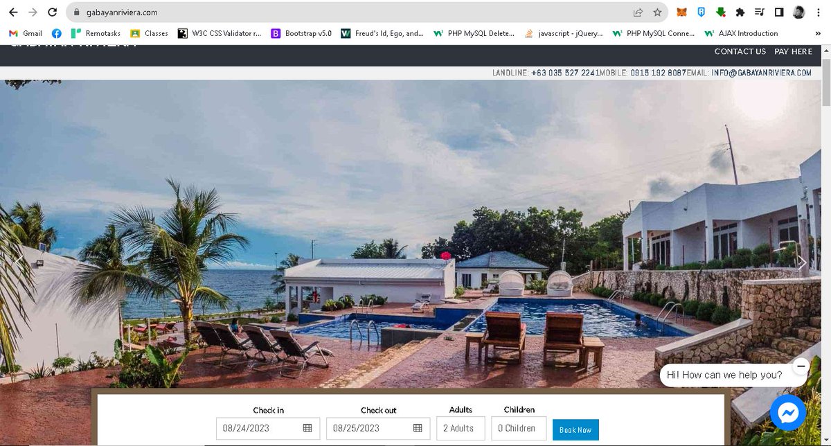 Website Creators (@ninja_it2023) on Twitter photo One of the Website we've created. This is a Hotel and Resort Reservation Website. You can DM me for inquires or email me at webcreatorsmdr@gmail.com
Responsive and Hosted Website, Feel free to explore.
gabayanriviera.com One of the Website we've created. This is a Hotel and Resort Reservation Website. You can DM me for inquires or email me at webcreatorsmdr@gmail.com
Responsive and Hosted Website, Feel free to explore.
gabayanriviera.com