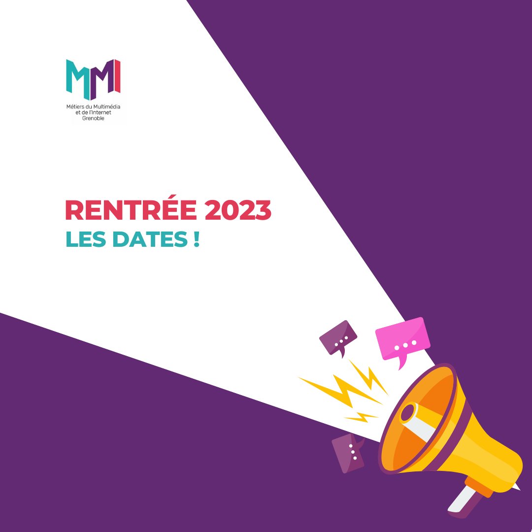 ⏰Bientôt la rentrée pour nos #mmigrenoble !

📅 Voici les dates à ne pas manquer :

BUT 1 : mardi 5/09 - 9h00 Amphi C
BUT 2 : lundi 4/09 - 8h30 Amphi B
BUT 3 : lundi 4/09 - 8h30 Amphi C

Le tout dans notre bâtiment au 17 Quai Claude Bernard à Grenoble

#rentree2023 #backtoschool