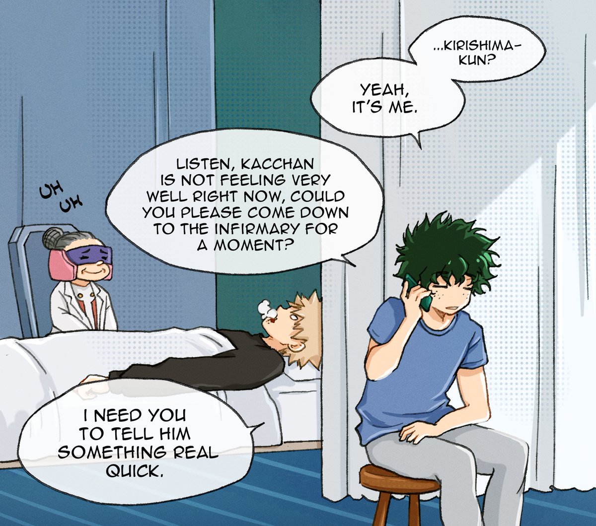 Krbk Month 2023 Day 3 - Flowers

“Here are some helpful notes on how to deal with Hanahaki!”

“You mean notes on how WEAKLINGS deal with Hanahaki.”

“…um.”

#kiribaku #KRBKMonth23