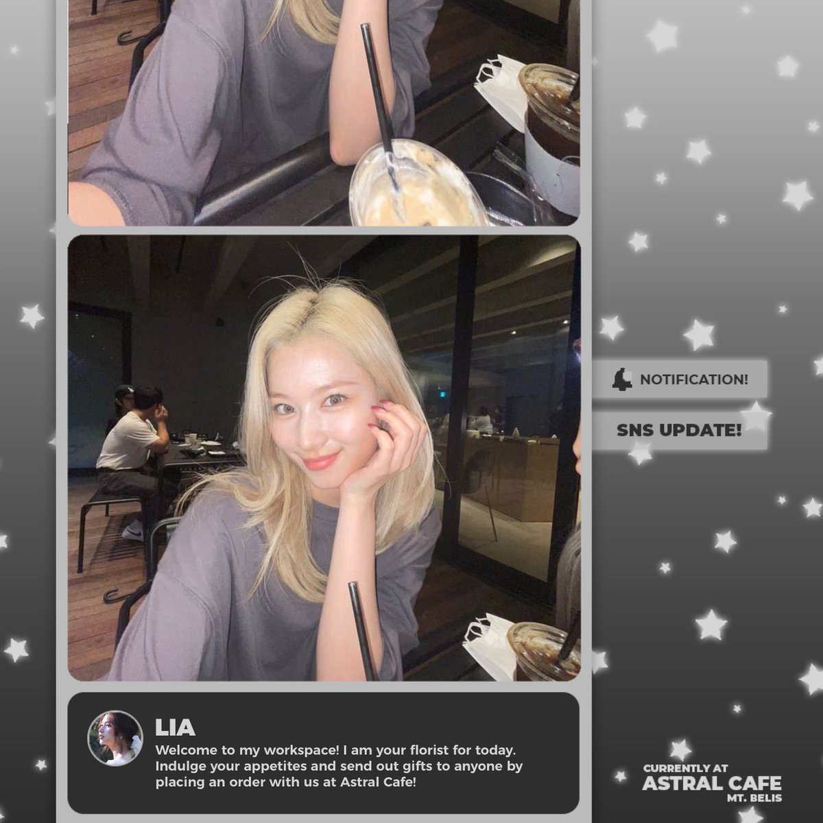 ADIOLIA's tweet photo. ⠀⠀

       ⩍  sns update ⁑ 6:23 PM
    ⠀⿻  O8 / 24  ≡ Astral Cafe

  ͏͏͏͏͏͏ https://t.co/zHqZ49aChi