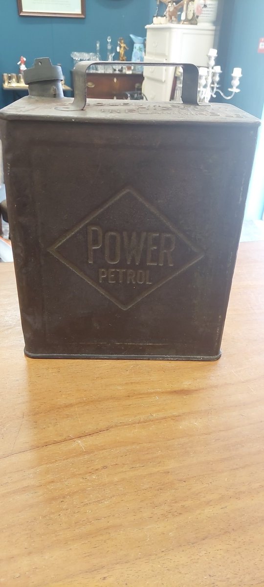 AspalEmporium's tweet photo. Power Petrol, petrol can. Approx 11 inches high, 10 inches wide , and  5 1/2 inches deep. It has  brass Shell cap. 1920's. Good condition. #motoring #petrol #Automotive #automobiles #memorabilia #powerpetrol https://t.co/0QmoApn3AT