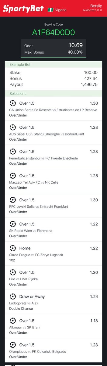 10 odds ready to BOOM on sportybet
@midetips @hermperor002 @ADE_XFCTIPS @Agba_Tuzpundit @ajalathepunter @Ajebopunter @akanbithepunter @Alabitips_it @Aladdin080 @Freshtip1 @DailyOdds_ @Amazing_punter @AlayetoseGG @ALLGREENODDS @Banktippz @audit_le_grand @Globaloddstips @oddhunter3