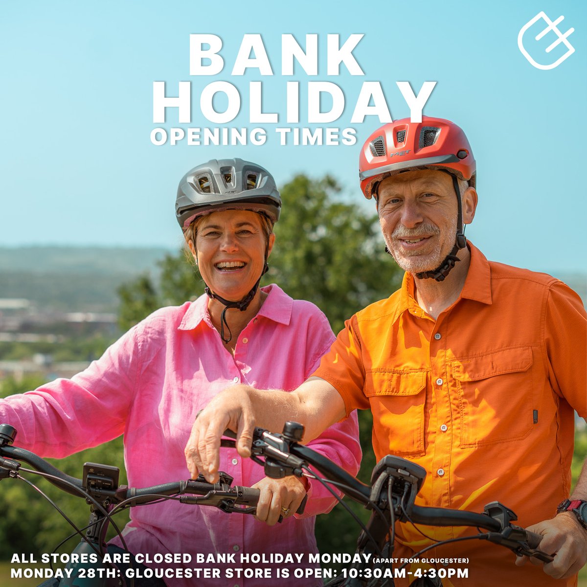 Celebrate the Bank Holiday with an electrifying ride! 🚴‍♀️⚡ Store Opening Times: Please note that all stores will be closed on Monday, except for our Gloucester store, which will be open from 10:30am - 4:30pm. #openingtimes #bankholiday #ebike #bikes #cycling #cyclinguk #tebs