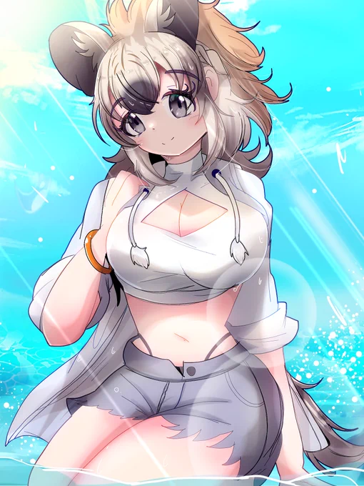 海に来たブチハイエナさん#けものフレンズ #けもフレ 