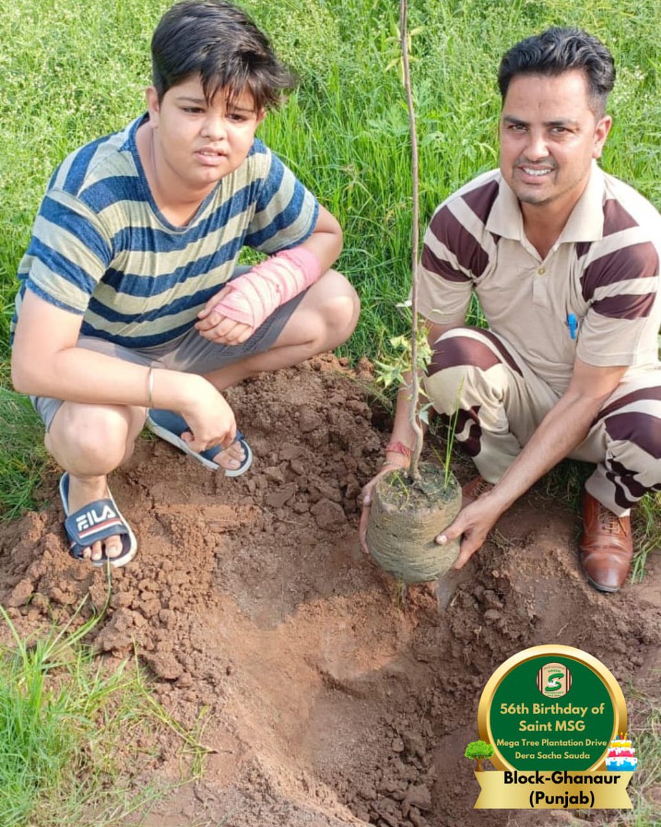 GreenSwelfares's tweet photo. Dedicated volunteers pledged to plant more and more trees every year!! Tree Plantation by Dera Sacha Sauda volunteers from Ghanaur, Punjab on the occasion of Saint Dr. MSG's Birthday. #56thBirthday #SaintDrMSG #DeraSachaSauda #TreePlantation https://t.co/2IEwVvo44F