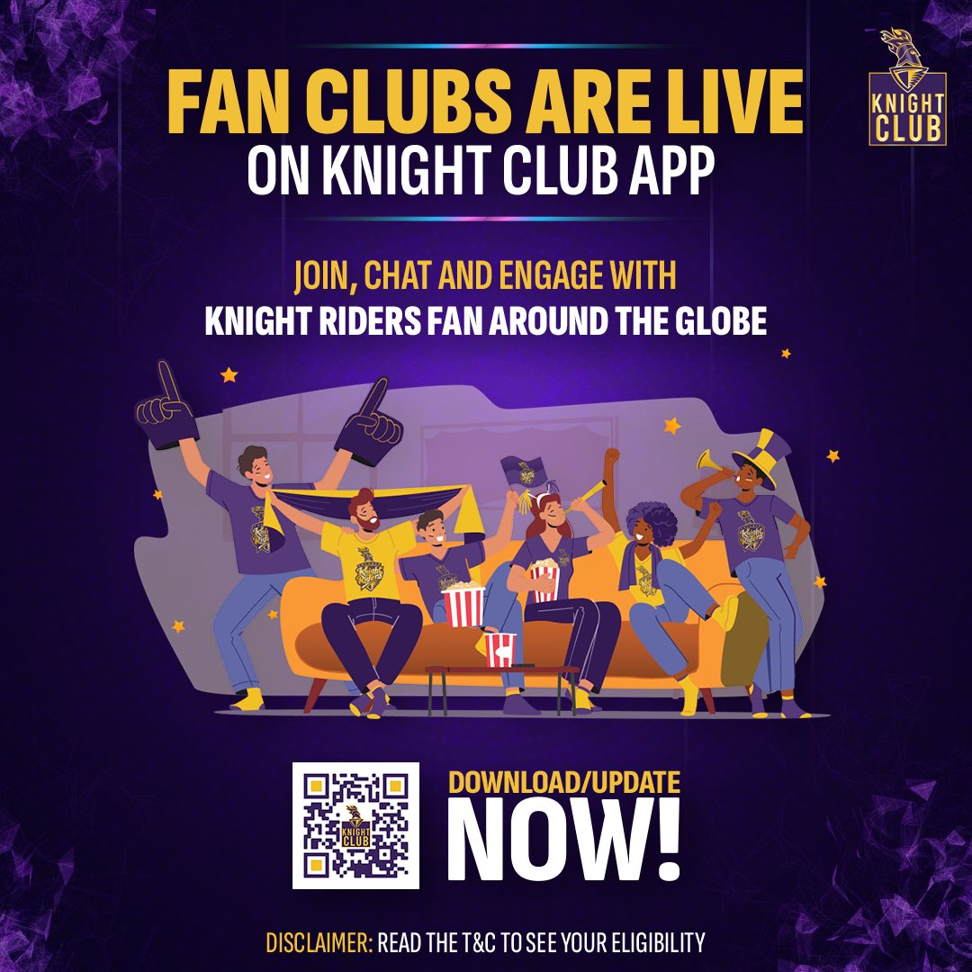 𝐊𝐧𝐢𝐠𝐡𝐭 𝐑𝐢𝐝𝐞𝐫𝐬 𝐟𝐚𝐧𝐬.... 𝐀𝐒𝐒𝐄𝐌𝐁𝐋𝐄! ✨

Become a part of the Fan Clubs, exclusively on the #KnightClub App! Download NOW! 📱

#KnightRidersFamily #AmiKKR #WeAreTKR #WeAreLAKR #BornToStorm