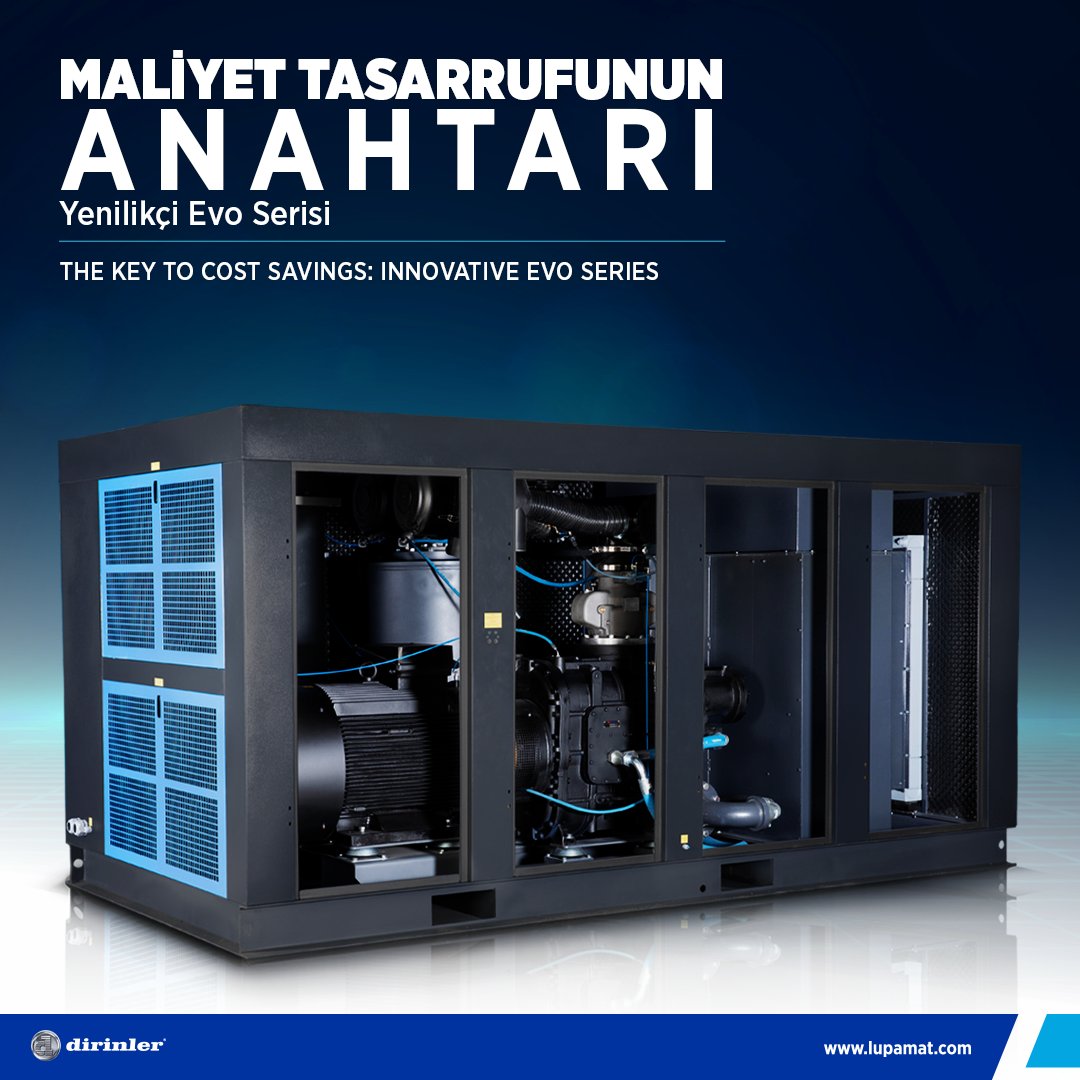 Lupamat's tweet photo. Lupamat EVO serisi iki kademeli kompresörler enerji verimliliğini ve maliyet etkinliğini en üst düzeye çıkarmak üzere özel olarak tasarlanmıştır. ++
#Lupamat #Compressor #Kompresör #TwoStage #AirCompressor #EVO https://t.co/6bKyiKXhUm