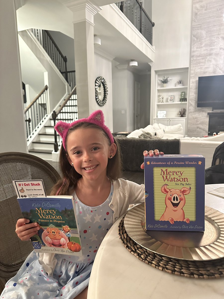 Thank you <a href="/petrinahive/">Jenny Petrina</a> for fostering the love of reading! Capri asked for the series of #MercyWatson that you read in  &amp; is reading it like a champ! #dolvincredible We miss you 🩷 &amp; thank you <a href="/kellybkeller/">Kelly Keller</a> for the handy book mark to help sound out words!